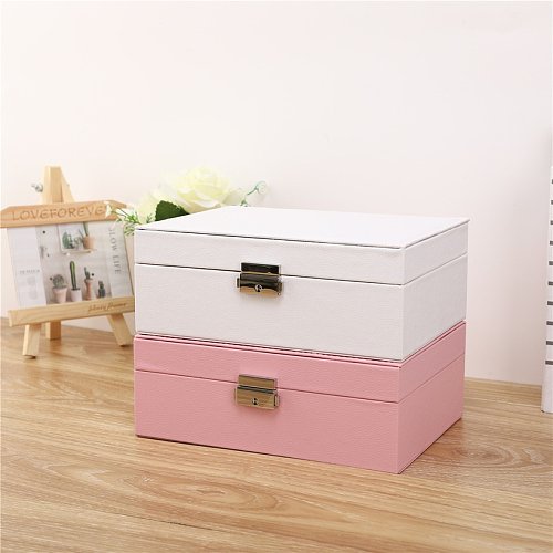 Simple Style Geometric PU Leather Wood Metal Jewelry Boxes