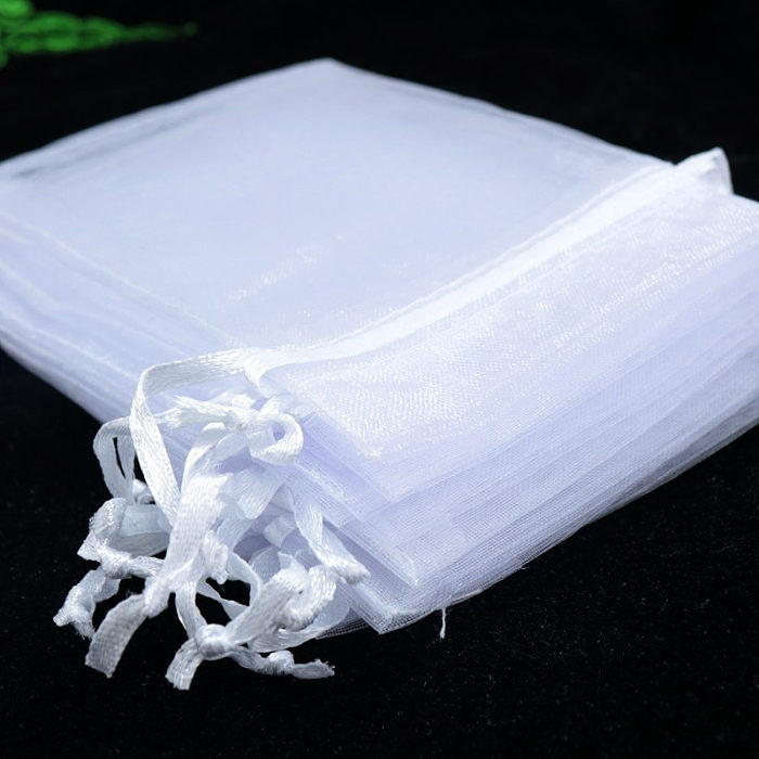 Einfarbiger Organza im einfachen Stil, transparente Schmuckverpackungsbeutel