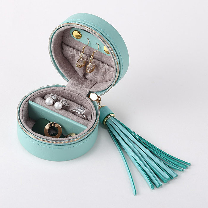 Fashion Solid Color PU Leather Tassel Jewelry Boxes