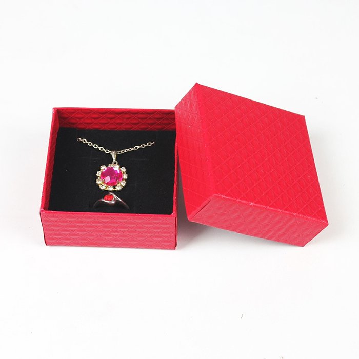 Boîte de rangement d'emballage de bijoux de collier de boucle d'oreille de couleur unie de mode