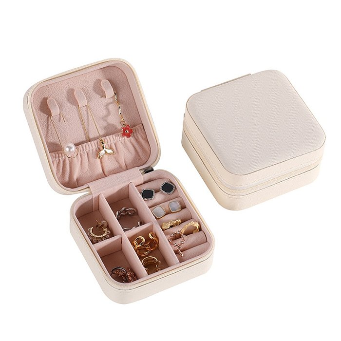 Simple Style Solid Color Pu Leather Jewelry Boxes 1 Piece