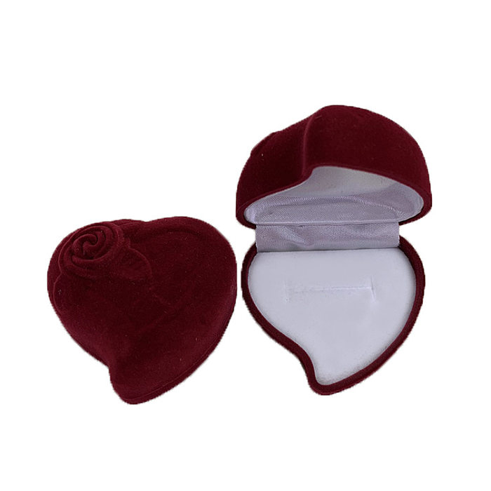 Caixa de veludo para embalagem de joias de flores geométricas em forma de coração atacado