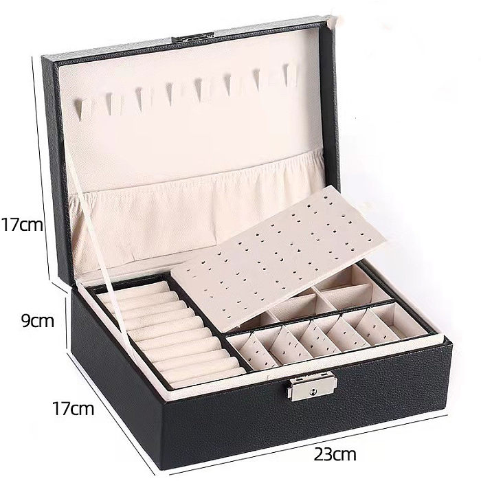 Cajas de joyería de flocado de cuero de PU de color sólido cuadrado básico