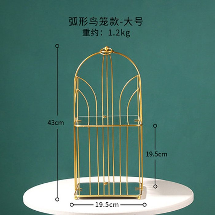support de stockage cosmétique de cage à oiseaux créatif support de double couche de bureau en fer forgé à la maison