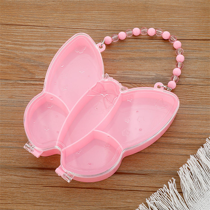 adorable boîte de rangement pour bijoux papillon en forme de cœur en plastique rose