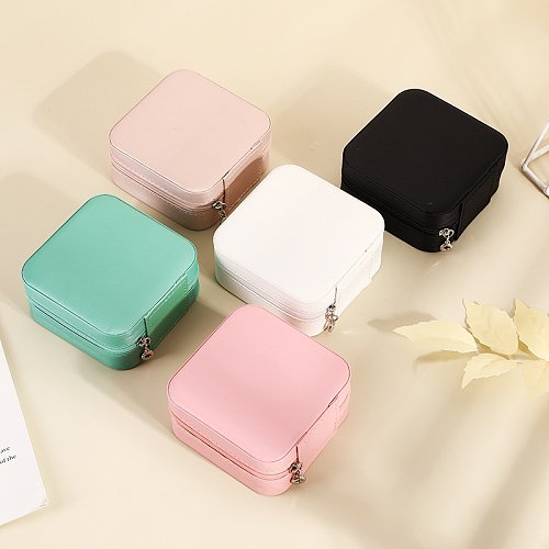 Fashion Geometric Solid Color PU Leather Jewelry Boxes 1 Piece
