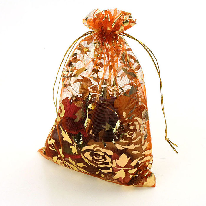 Multisize bronzing rose gauze gift decoration organza bunch pocket candy bag wholesale