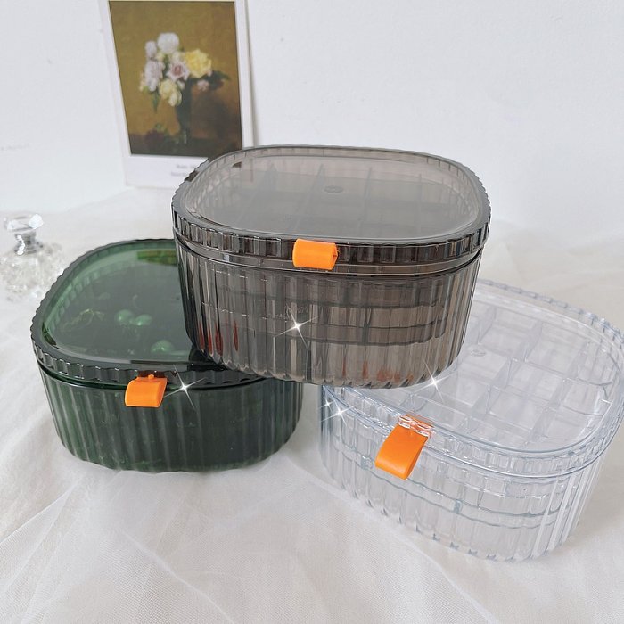 Simple Transparent Dustproof AntiOxidation MultiGrid Jewelry Storage Box