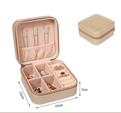 Korean Jewelry Storage Box Small Ring Earrings Jewelry Box Travel Portable Jewelry Box Factory in Stock Wholesale