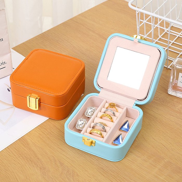 Fashion Basic Solid Color Pu Leather Jewelry Boxes