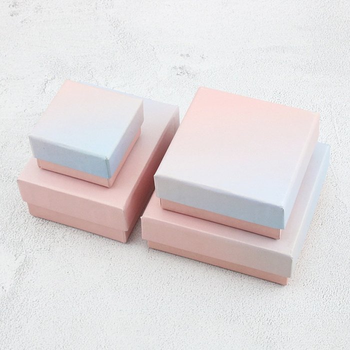 Fashion pink blue gradient color jewelry packaging box ring necklace bracelet gift packaging box