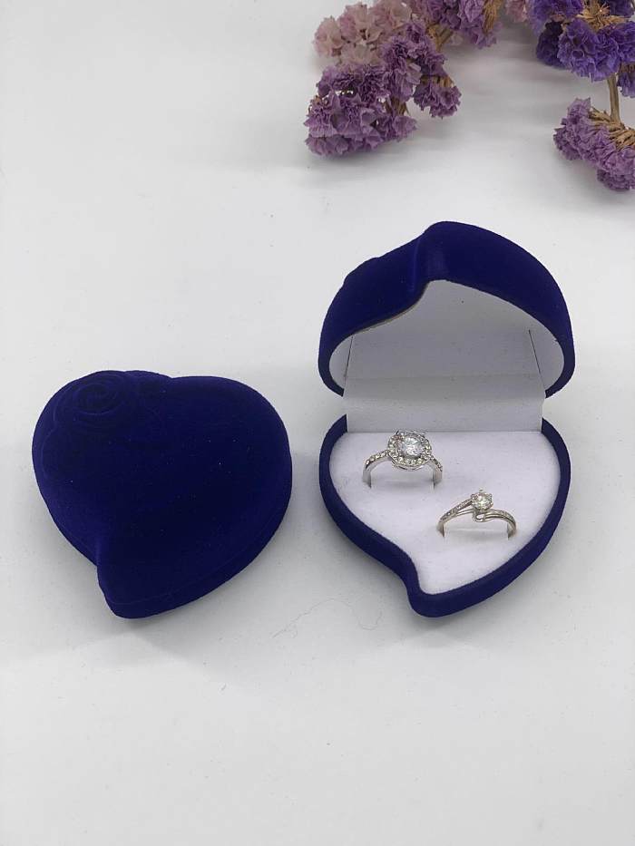 Caixa de veludo para embalagem de joias de flores geométricas em forma de coração atacado