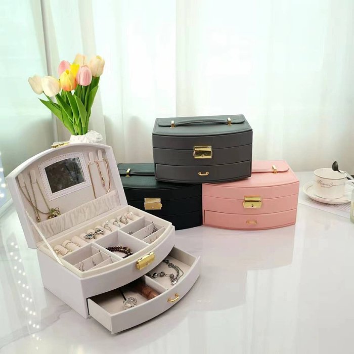 Fashion Geometric Solid Color PU Leather Jewelry Boxes