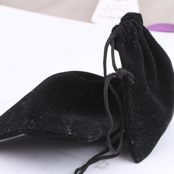 simple Black Flannel Drawstring Jewelry Packing Bag Wholesale