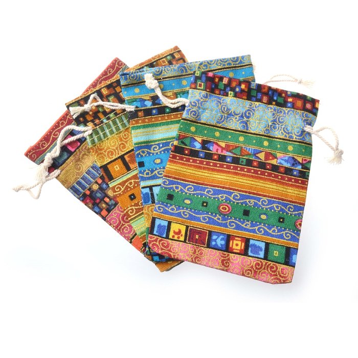 Schmuckverpackungsbeutel aus Baumwolle im ethnischen Stil mit geometrischem Kordelzug