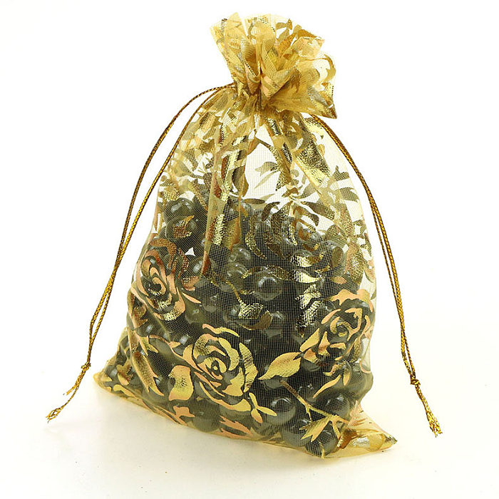 Multisize bronzing rose gauze gift decoration organza bunch pocket candy bag wholesale