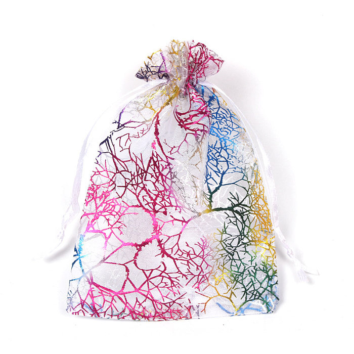 Gilding Colorful Coral Transparent Yarn Drawstring Bundle Mesh Bag Jewelry Packaging