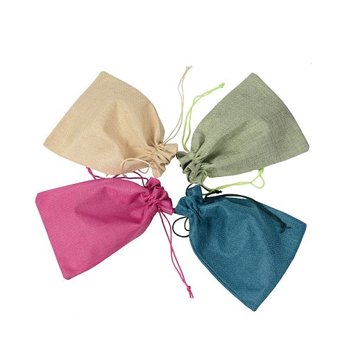Sacos de embalagem de joias de tecido estilo simples cor sólida com cordão