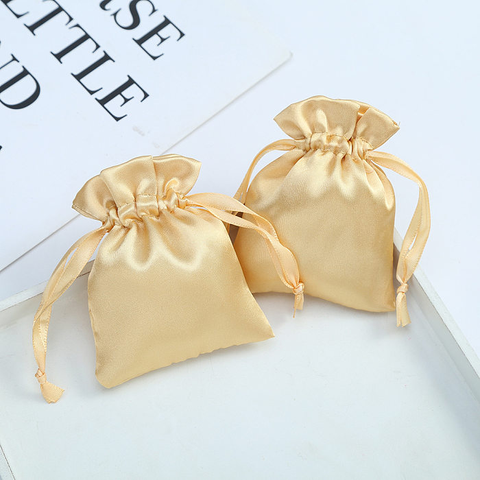 Simple Style Solid Color Satin Drawstring Jewelry Packaging Bags 1 Piece