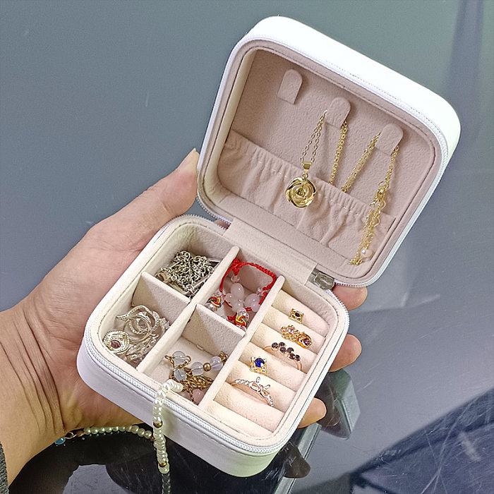 Boîtes à bijoux en cuir PU de couleur unie de style simple 1 pièce