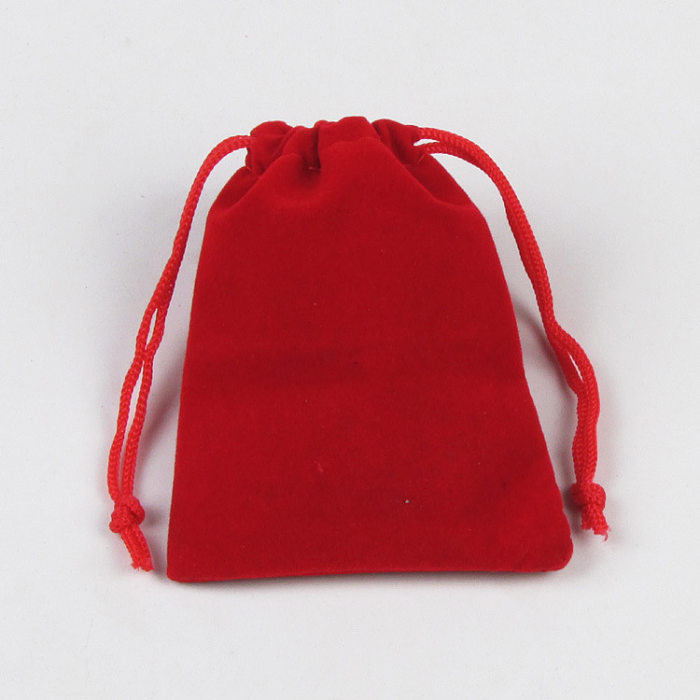 Fashion Solid Color Gift Red Small Flannel Drawstring Bundle Accessories Packaging Bag