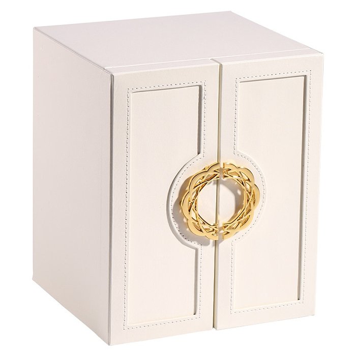 Fashion Solid Color PU Leather Flannel Metal Jewelry Boxes