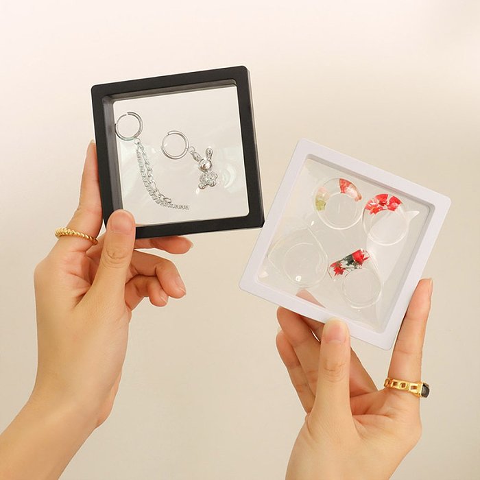 Boîte de rangement simple pour bracelet en plastique carré transparent