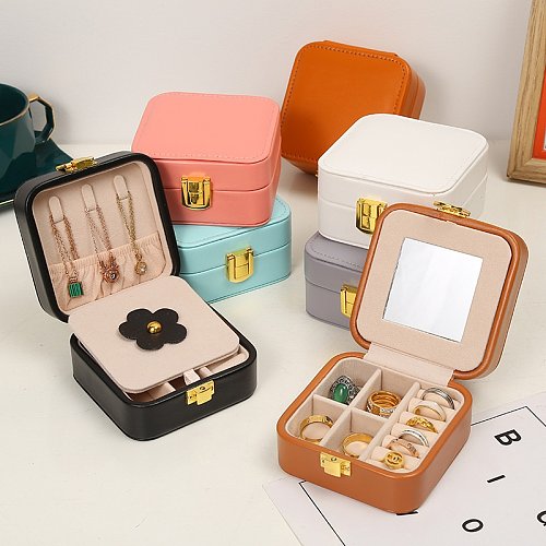 Boîtes à bijoux en cuir PU de couleur unie de style simple