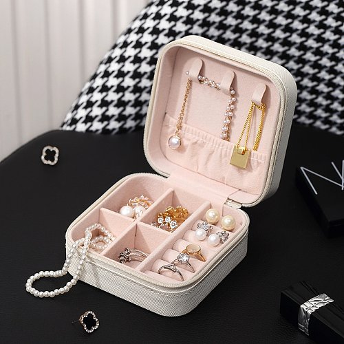 Basic Solid Color PU Leather Flannel Jewelry Boxes