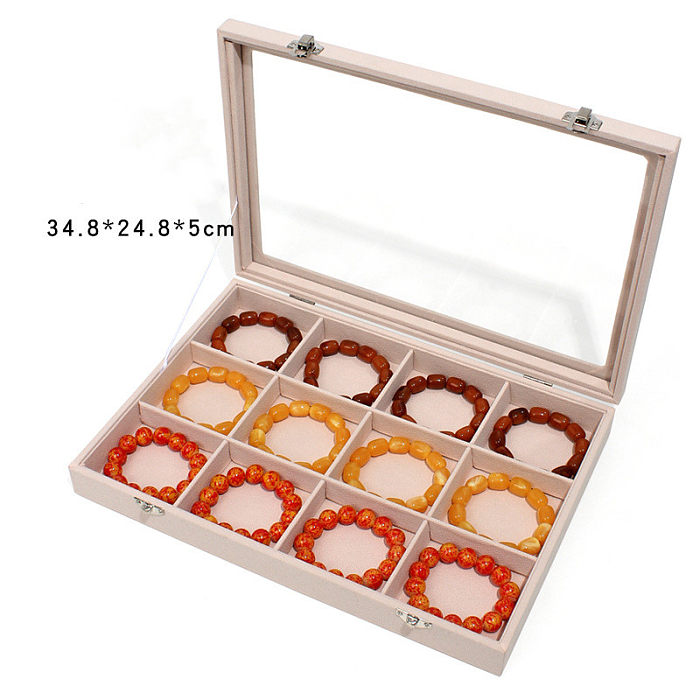 Simple Style Solid Color Wood Metal Button Jewelry Boxes