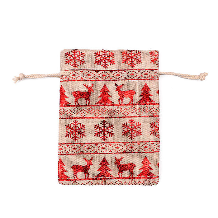 Bolsa de regalo de Navidad de copo de nieve creativa boca de paquete de lino de algodón bronceador