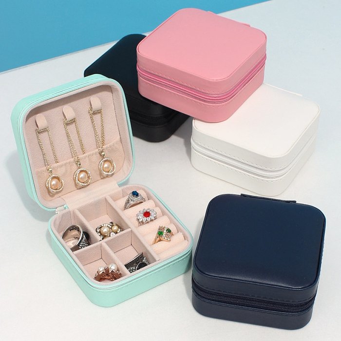 Simple Style Solid Color Pu Leather Storage Box