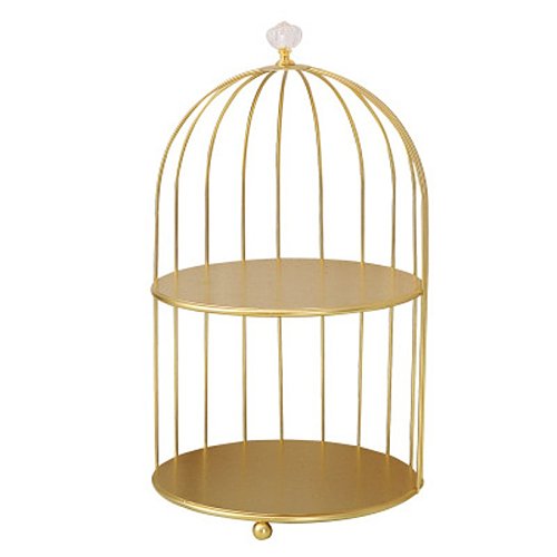 Iron birdcage rack desktop cosmetic storage rack golden doublelayer rack