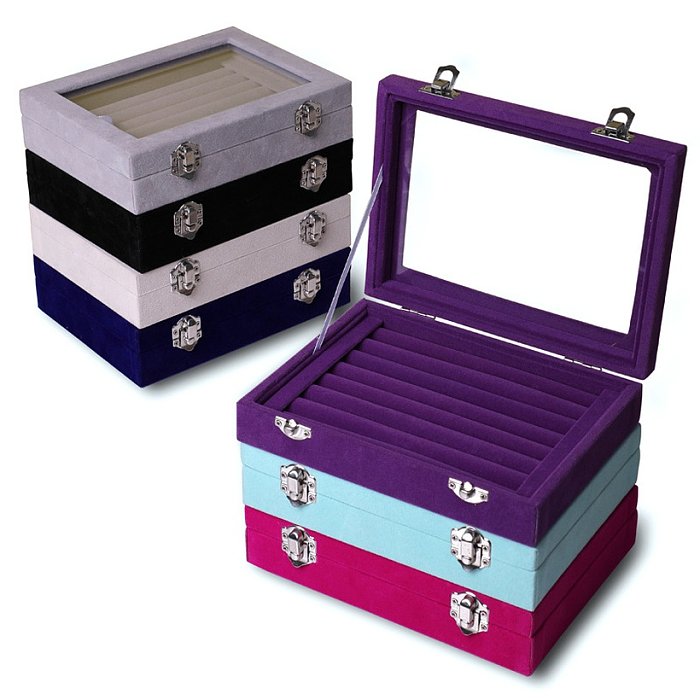 Fashion Solid Color Flannel Jewelry Boxes