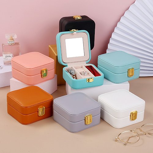 Fashion Solid Color Geometric Suede Jewelry Boxes