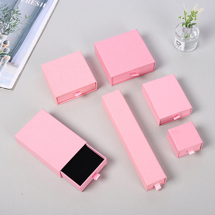 Simple Style Solid Color Paper Jewelry Boxes 1 Piece