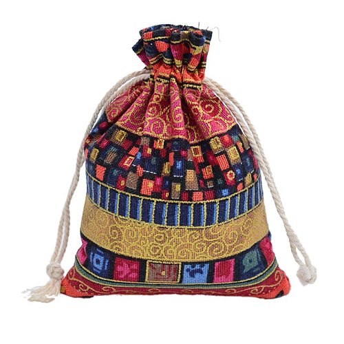 Ethnic Style Geometric Cotton Drawstring Jewelry Packaging Bags