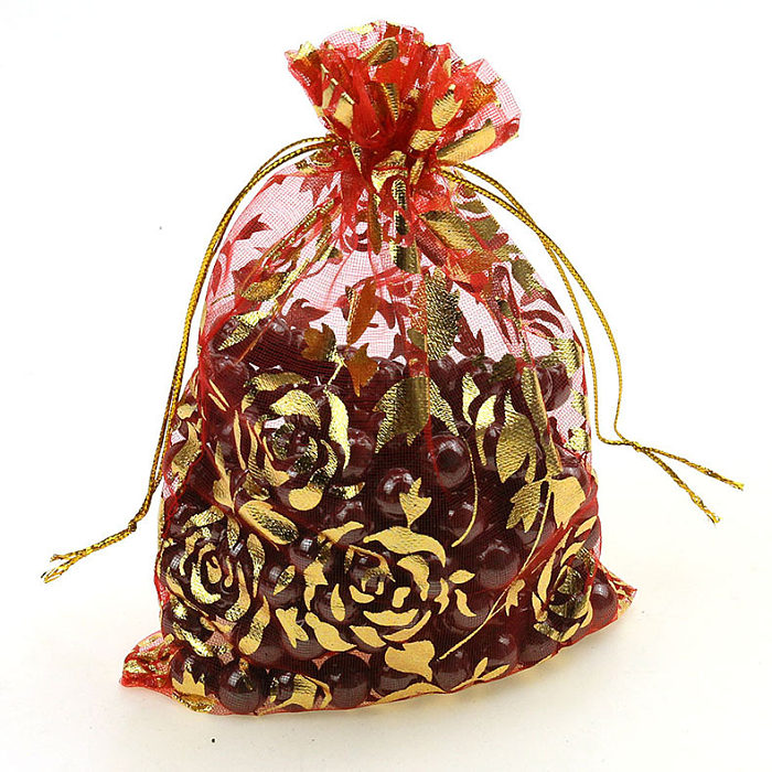 Multisize bronzing rose gauze gift decoration organza bunch pocket candy bag wholesale