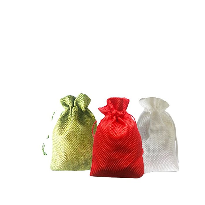 Sacs d'emballage de bijoux de cordon de tissu de couleur unie de style simple