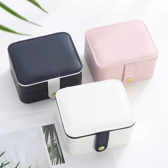 Basic Square Solid Color PU Leather Jewelry Boxes