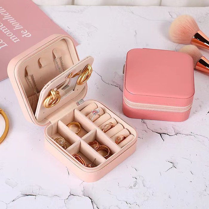 Fashion Solid Color PU Leather Jewelry Boxes