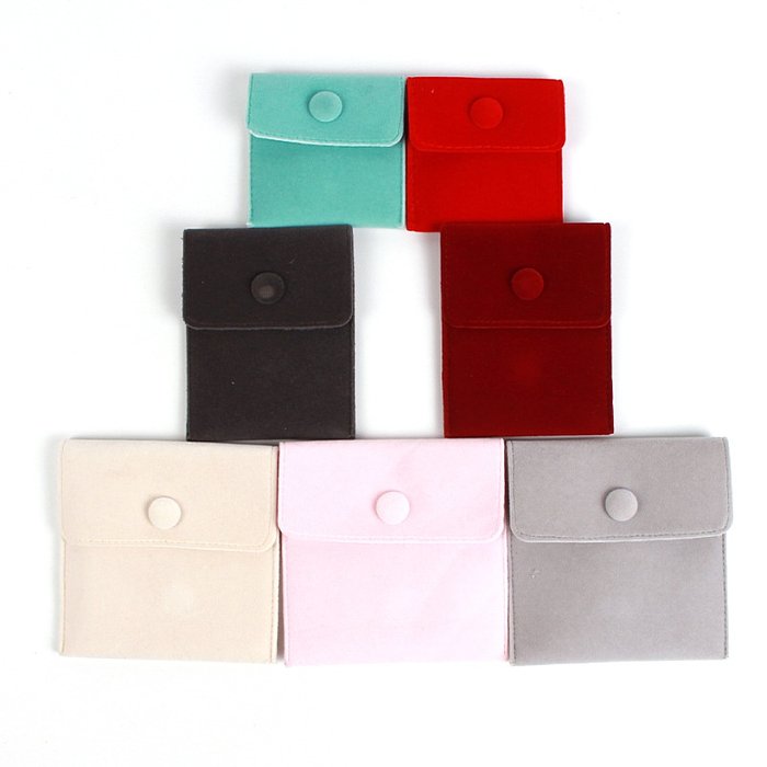 Snap New Jewelry Packaging Sac en flanelle à double rabat en velours de couleur unie