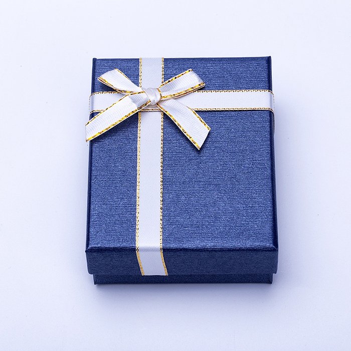 ورقة زرقاء داكنة مع أقراط حلقة الشريط علبة هدية أنيقة بسيطة قلادة سوار قلادة مجموعة صندوق التعبئة