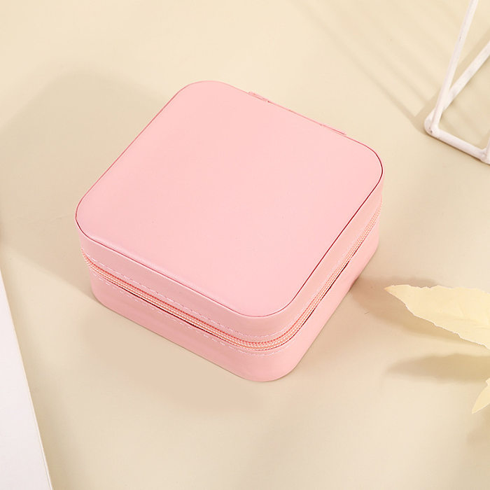 Fashion Geometric Solid Color PU Leather Jewelry Boxes 1 Piece