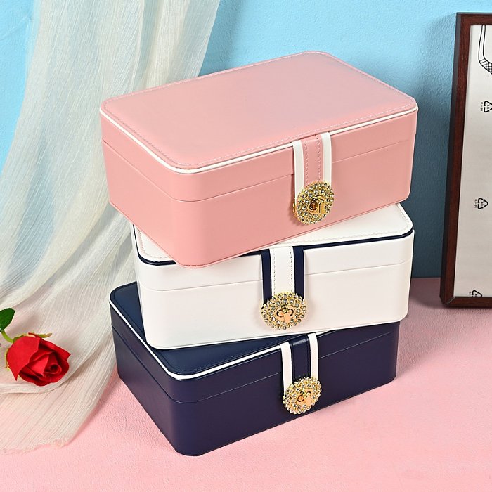 Cajas de joyería de cuero PU de color sólido de estilo simple 1 pieza