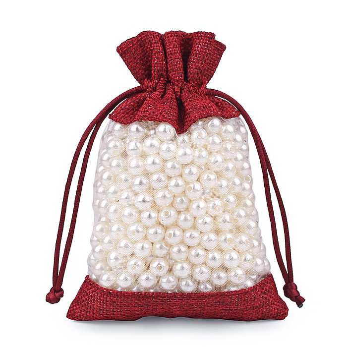 Saco de imitación de 100 Uds., bolsa con cordón para joyería, bolsa de embalaje de tela de saco para regalo