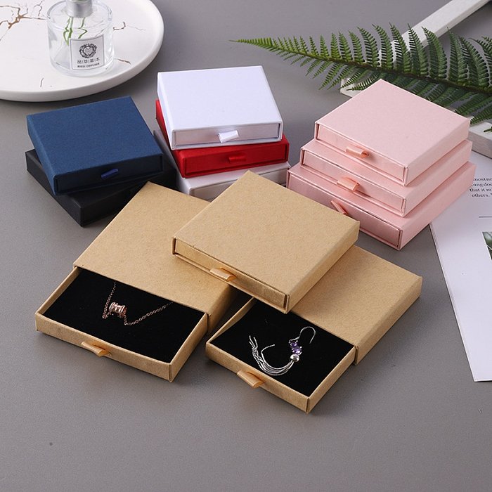 Boîtes à bijoux en papier de couleur unie de style simple 1 pièce
