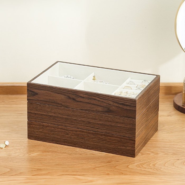 Ethnic Style Geometric Wood Jewelry Boxes