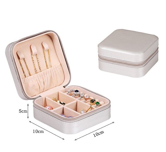 Fashion Solid Color Pu Leather Layered Jewelry Boxes 1 Piece