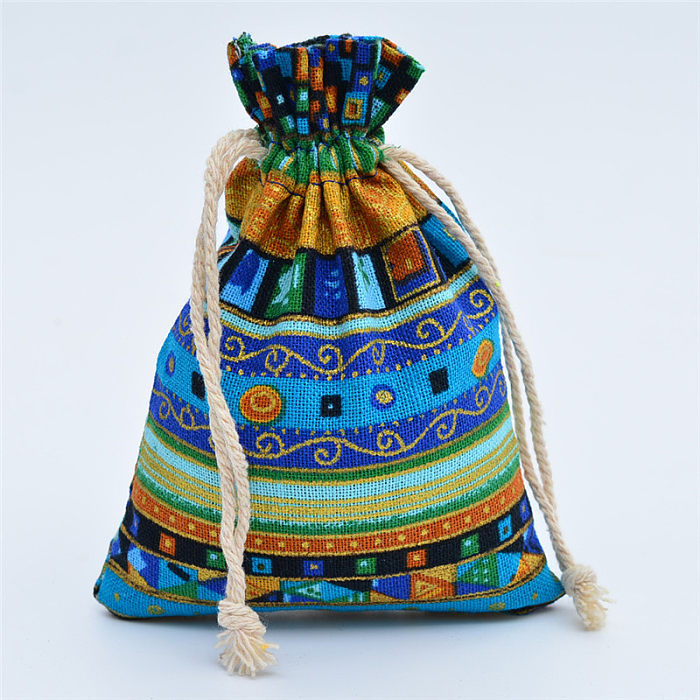 Bolsas de embalaje de joyería con cordón de algodón geométrico de estilo vintage